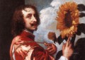 Autorretrato con un girasol, pintor barroco de la corte Anthony van Dyck